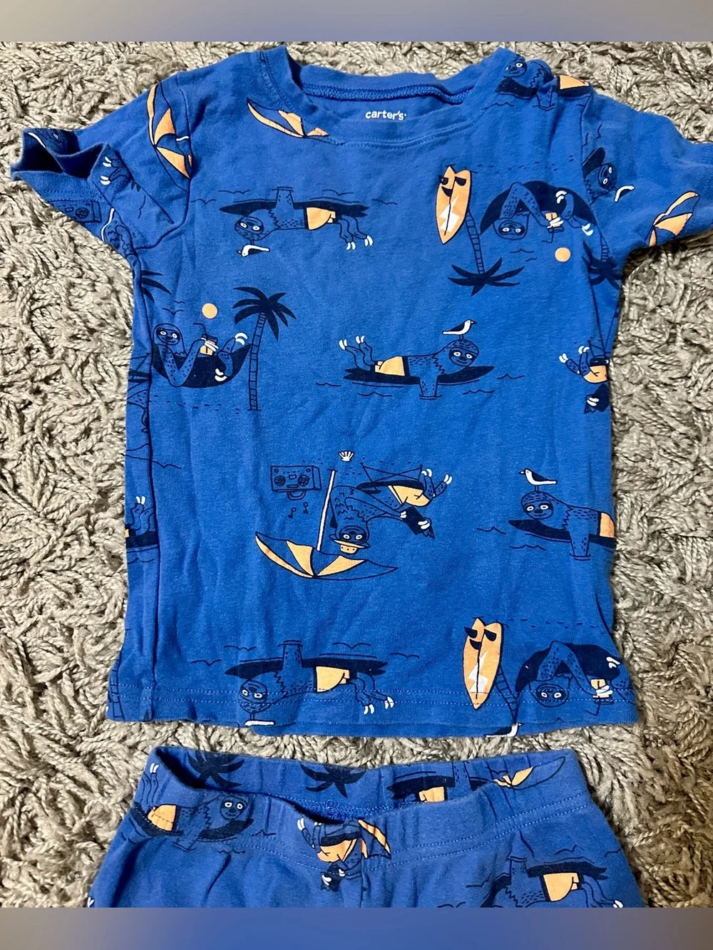 Kids Dino Graphic Tee & Shorts Set - Orange, Blue, Olive